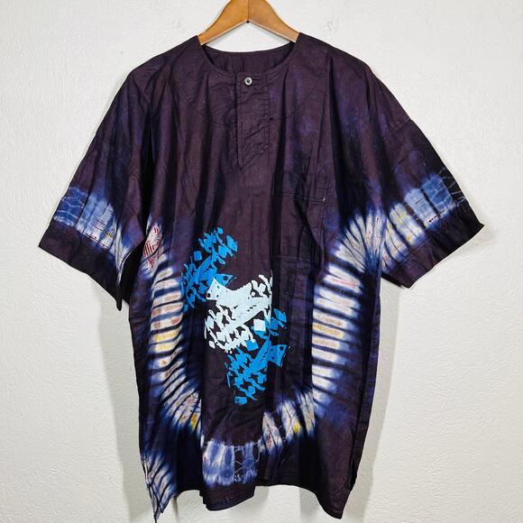 Handmade Shorts Top Tie Dye Set Short Sleeve Purple Casual Lightweight - Picture 2 of 5